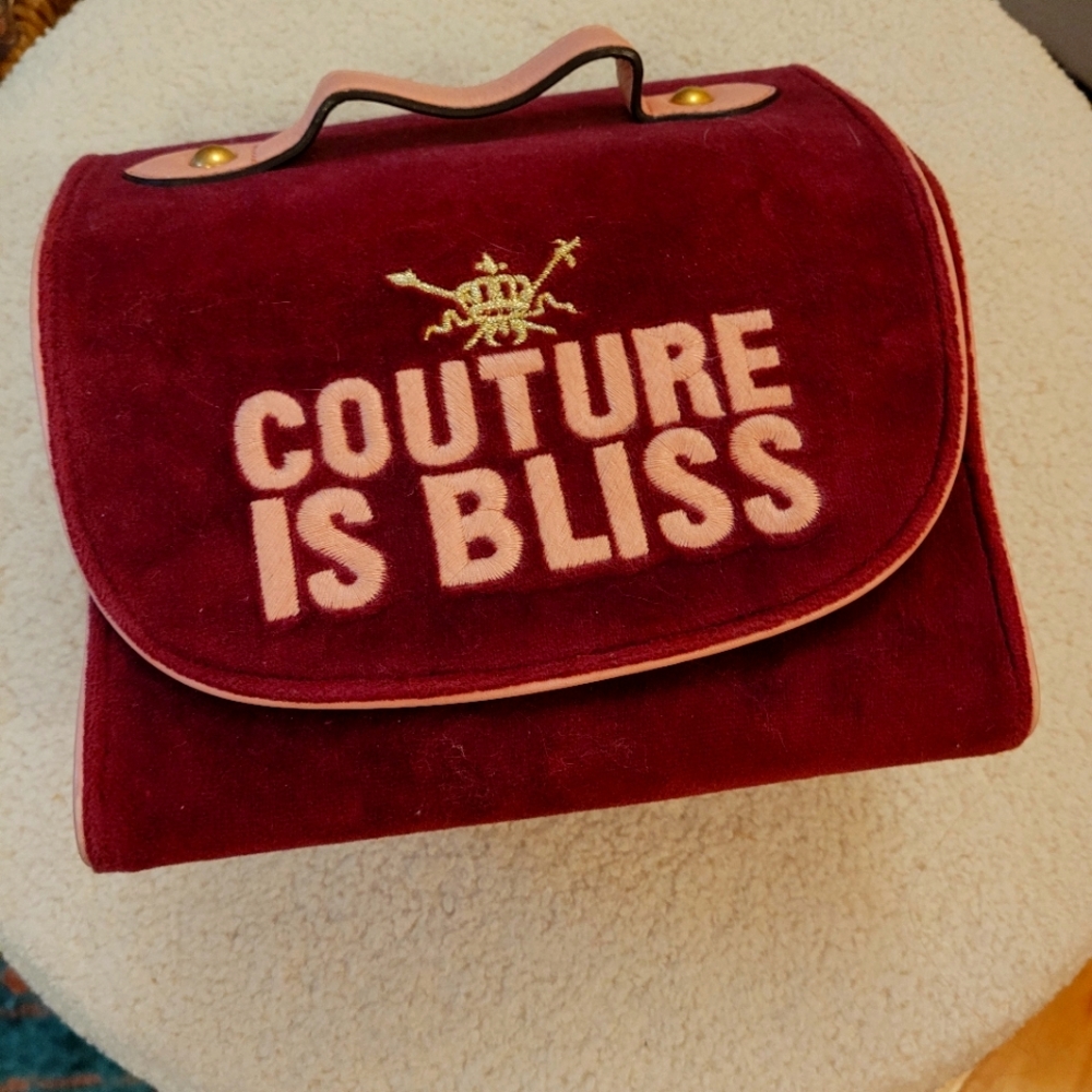 Juicy couture velour makeup bag pink and maroon